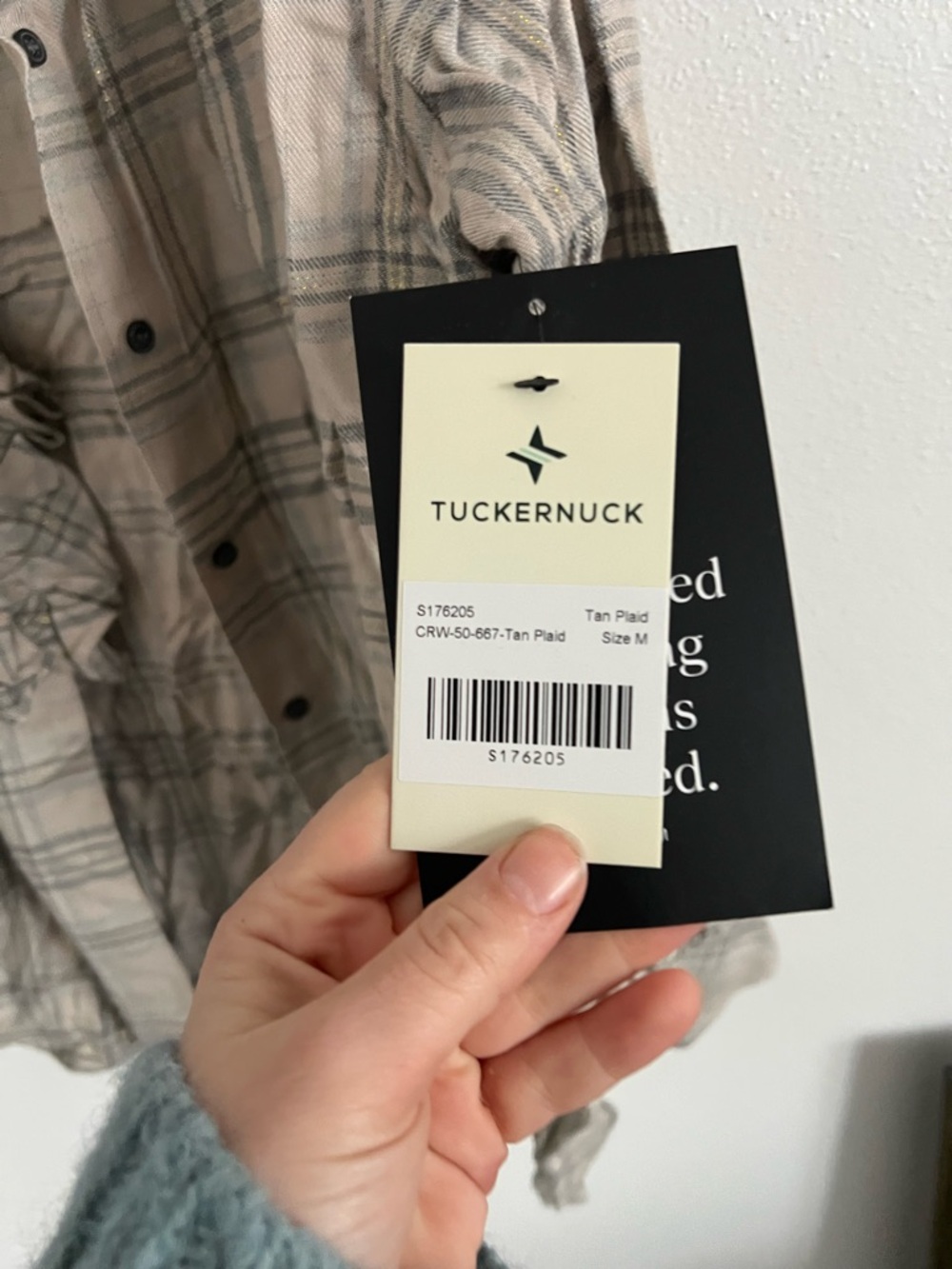 Tuckernuck Beige Plaid Ruffle Button-Down Shirt, size S and M - Picture 7 of 8